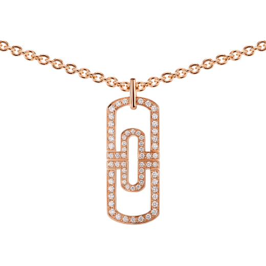 Parentesi necklace with 18 kt rose gold chain and 18 kt rose gold pendant set with full pavé diamonds 349184 image 3