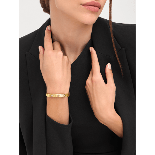Bvlgari Tubogas 18 kt yellow gold bracelet with diamond pavé studs BR860071 image 1