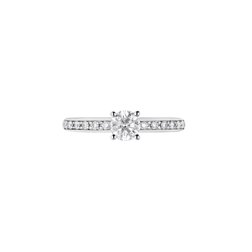 Griffe solitaire ring in platinum with a round brilliant cut diamond and pavé diamonds 340252 image 3