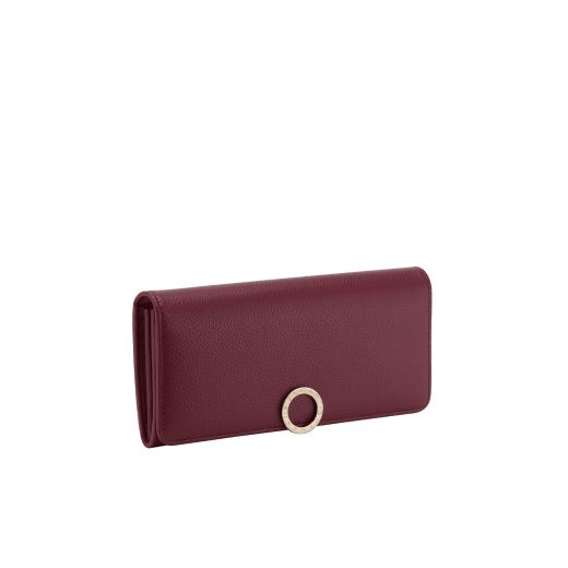 BULGARI BULGARI Japan Exclusive large wallet in taupe quartz light brown soft drummed calf leather with crystal rose nappa leather interior. Iconic light gold-plated brass clip with flap closure. 579-WLT-SLI-POC-CLb image 1