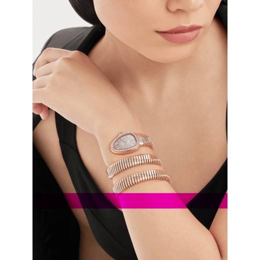 Serpenti Tubogas Infiniti 雙螺旋腕錶，18K 玫瑰金錶殼鑲飾鑽石，全密鑲鑽石錶盤。防水深度 30 公尺。 103923 image 2