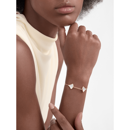 Divas' Dream 18 kt rose gold soft bracelet set with white mother-of-pearl elements BR860954 image 1
