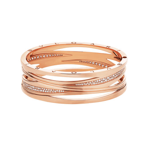 B.zero1 Design Legend bracelet in 18 kt rose gold, set with pavé diamonds on the spiral. BR858728 image 2