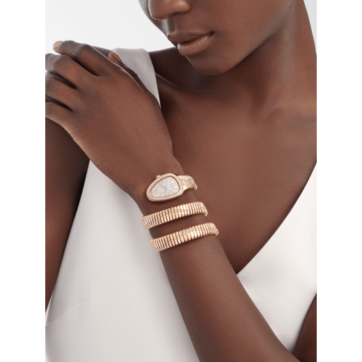 Serpenti Tubogas Infiniti 雙螺旋腕錶，18K 玫瑰金錶殼鑲飾鑽石，全密鑲鑽石錶盤。防水深度 30 公尺。 103923 image 1