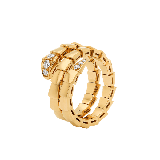 Serpenti Viper couples' rings in 18 kt yellow gold set with pavé diamonds. A captivating ring set fusing mesmerising design with the snake's irresistible allure. SERPENTI-VIPER-COUPLES-RINGS-6 image 2