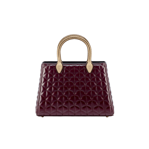 Serpentine Duo tote bag in white agate calf leather with a distinctive Calla Matelassé motif and white agate nappa leather lining. Captivating double-head snake body-shaped handles in palladium-plated brass embellished with engraved scales. SRN-001-1308S image 1