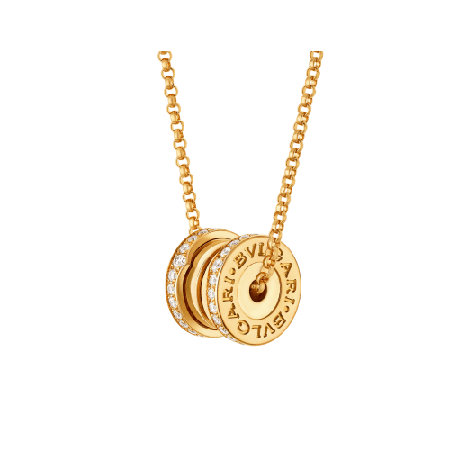 B.zero1 necklace with 18 kt yellow gold chain and 18 kt yellow gold pendant set with pavé diamonds on the edges. 362345 image 1