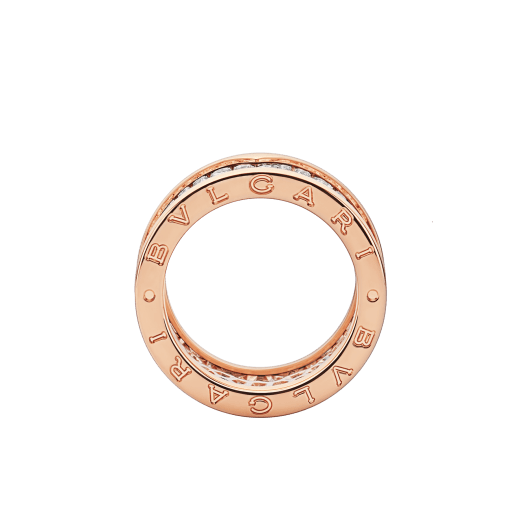 B.zero1 ring in 18 kt rose gold, set with pavé diamonds on the spiral. AN855553 image 2
