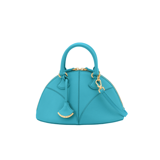 Marquise small top handle bag in black goat leather with black nappa leather lining and zipped closure. Detachable signature black goat leather charm with mirror. DAS-001-1325S image 5