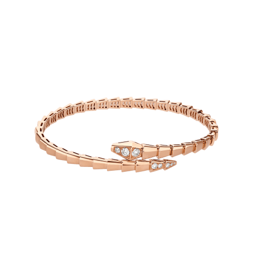 Serpenti Viper double layer, wrap bangle bracelet in18 kt rose gold, set with demi-pavé diamonds BR858812 image 2