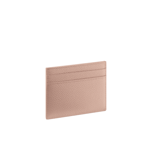Bvlgari Roma card holder in star rose pink soft drummed calf leather with crystal rose nappa leather lining. Iconic gold-plated brass embellishment engraved with the Bvlgari logo. BVR-CC-HOLDER image 3