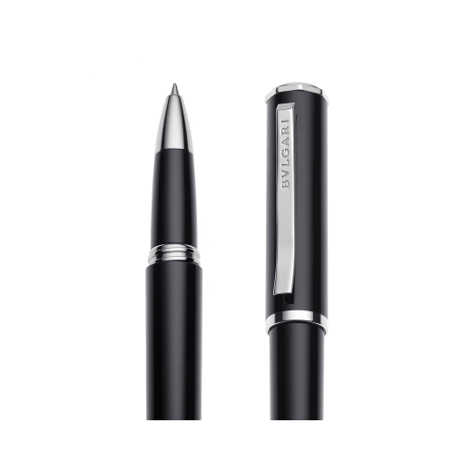 قلم بولغري من الراتنج الأسود مع تشطيبات من البالاديوم وشعار بولغري محفور على الغطاء المثمن الشكل 103725 image 3