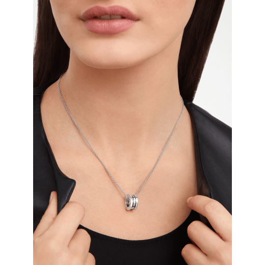 B.zero1 necklace with 18 kt white gold pendant set with demi-pavé diamonds on the edges and 18 kt white gold chain 359618 image 1