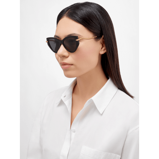 Serpenti Viper cat-eye acetate sunglasses with gold-finished temples 904262 image 2
