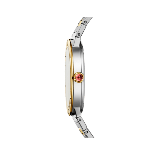 Bvlgari Bvlgari watch in 18 kt yellow gold and stainless steel, double logo engraving on the bezel, anthracite sunray dial and 12 diamond indexes. Water-resistant up to 30 metres 104196 image 3
