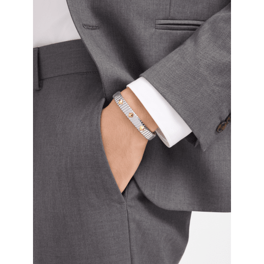 Bvlgari Tubogas Gold & Steel stainless steel bracelet set with 18 kt yellow gold studs BR860869 image 3