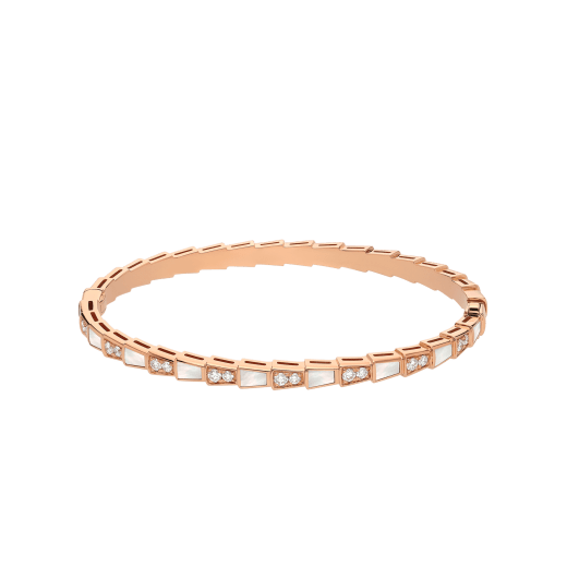 Serpenti Viper 18 kt rose gold bracelet set with mother-of-pearl elements and pavé diamonds Serpenti Viper bracelet in 18 kt rose gold with mother-of-pearl inserts and pavé diamonds. BR859370 image 2