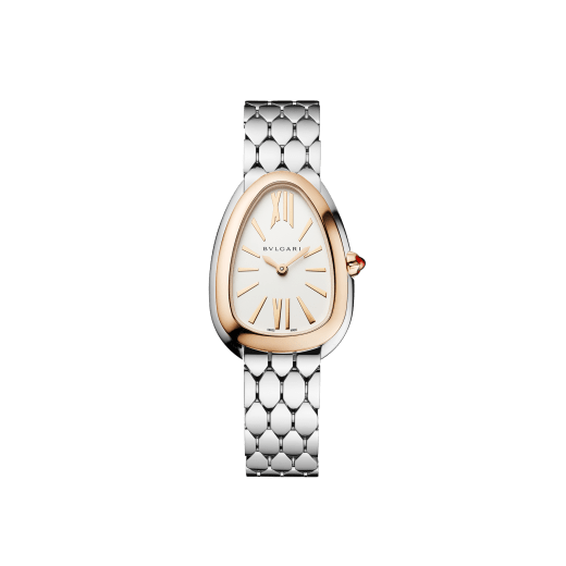 Serpenti Seduttori watch with stainless steel case, stainless steel bracelet, 18 kt rose gold bezel and a white silver opaline dial. 103144 image 1