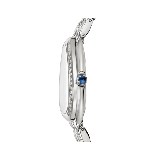 Serpenti Seduttori watch with 18 kt white gold case and bracelet both set with diamonds, and silver opaline dial 103947 image 3