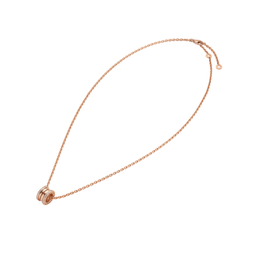 B.zero1 pendant necklace in 18 kt rose gold set with pavé diamonds 358346 image 2