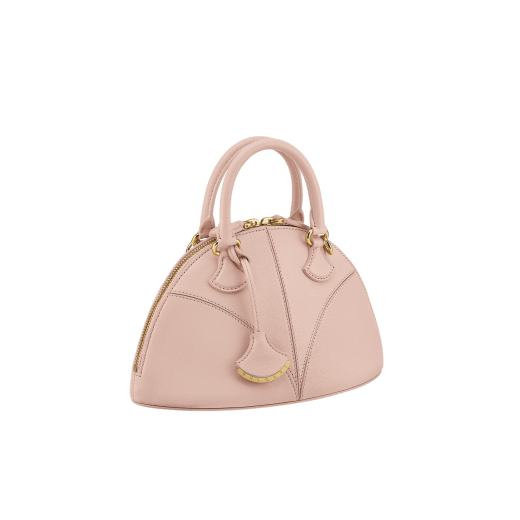 Marquise small top handle bag in black goat leather with black nappa leather lining and zipped closure. Detachable signature black goat leather charm with mirror. DAS-001-1325S image 2
