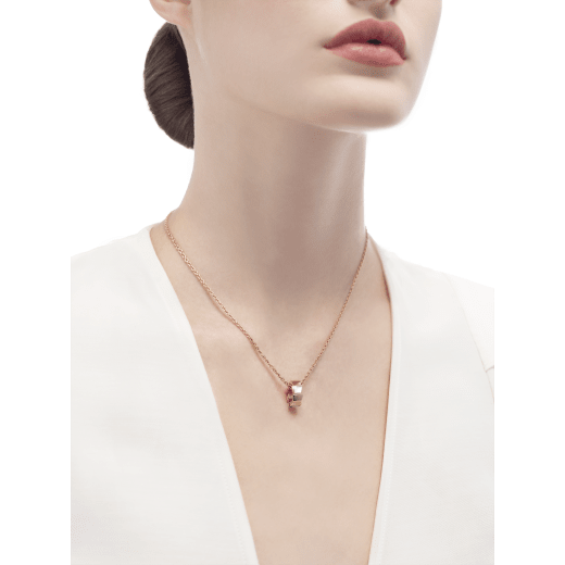 Serpenti Viper 18 kt rose gold necklace with pendant set with mother-of-pearl elements 355795 image 4