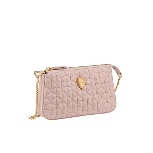Serpenti Sugarloaf chain clutch in royal ruby Calla Matelassé calf leather with a quilted pattern, royal ruby nappa leather lining and a zipped closure. Captivating snakehead rivet in gold-plated brass finished with red enamel eyes. SSL-CHAINCLUTCH image 1