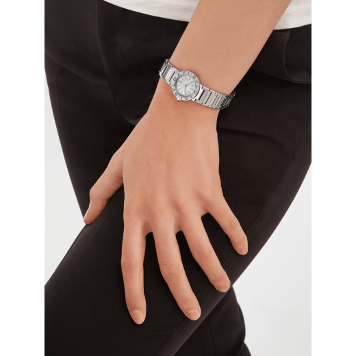 BVLGARI BVLGARI watch in stainless steel case and bracelet, stainless steel bezel engraved with double logo and mother-of-pearl dial 103695 image 2