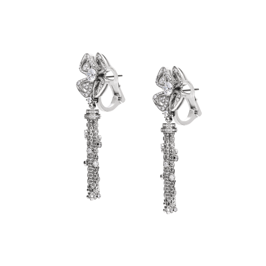 Fiorever 18 kt white gold earrings, set with two central diamonds and pavé diamonds. 354528 image 2