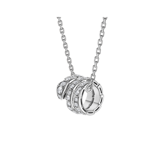 Collana con pendente Serpenti Viper in oro bianco 18 kt con pavé di diamanti. 357796 image 1