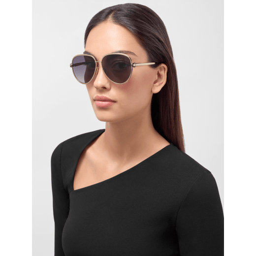 Serpenti Forever pilot metal sunglasses with enamelled snakehead embellishment on the temples 904371 image 1