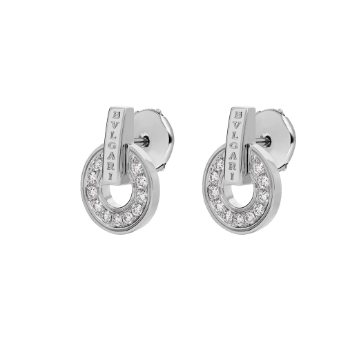 BVLGARI BVLGARI Openwork 18 kt white gold earrings set with full pavé diamonds 357940 image 2