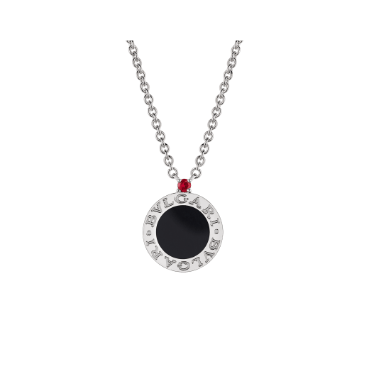 Save the Children 10th Anniversary necklace in sterling silver with pendant set with onyx element and a ruby 356910 image 1