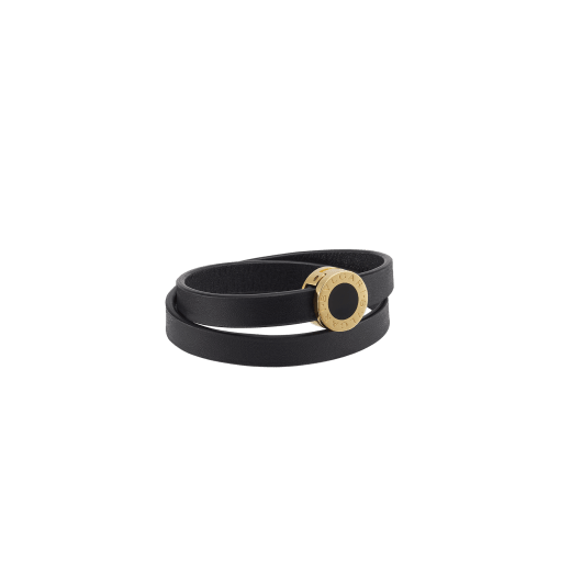 Bvlgari Bvlgari double tour bracelet in black soft calf leather with iconic gold-plated brass clasp closure embellished with tone-on-tone enamel insert. BB-DOUBLETOURa image 1