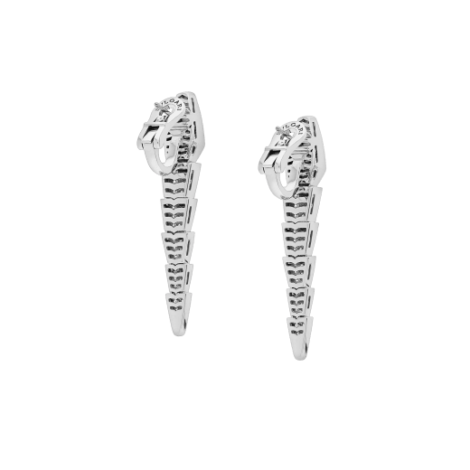 Serpenti Viper earrings in 18 kt white gold, set with full pavé diamonds. 348320 image 3