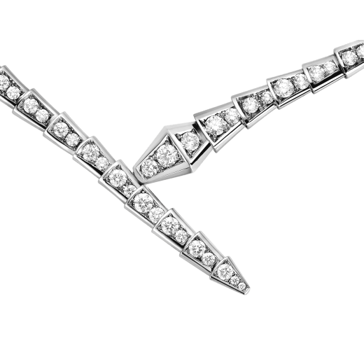 Serpenti Viper 18 kt white gold necklace set with pavé diamonds CL859329 image 2