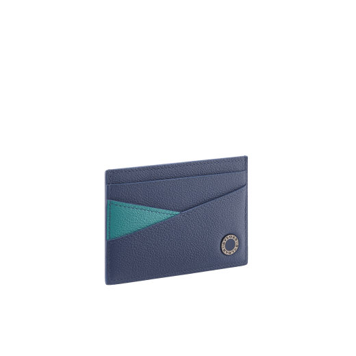 Bvlgari Bvlgari Man Kartenetui aus genarbtem Urban-Kalbsleder in Dark Grey mit Details in Foggy Opal. Ikonischer Dekor aus dunkel rutheniumbeschichtetem Messing mit Emaille in Dark Grey. BBM-CCHOLDERASYMc image 1