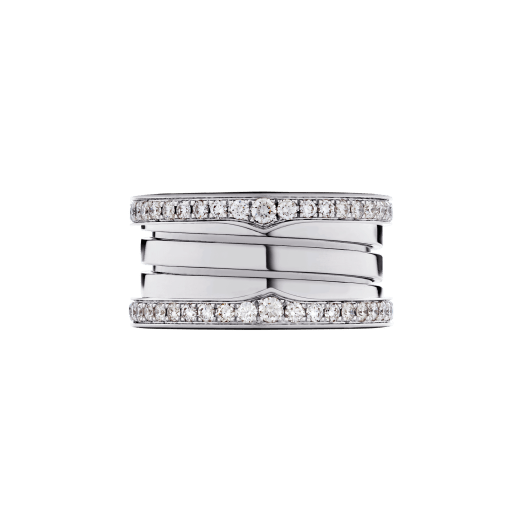 B.zero1 four-band ring in 18 kt white gold, set with pavé diamonds on the edges. B-zero1-4-bands-AN857023 image 3