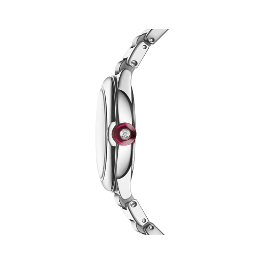 Lvcea watch in polished and satin-brushed stainless steel with white mother-of-pearl intarsio dial and 12 diamond indexes. Water-resistant up to 50 metres 103877 image 3