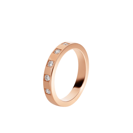 خاتم زواج مارّي مي من الذهب الوردي عيار 18 قيراطاً مرصع بحجر ألماس. AN858412 image 1