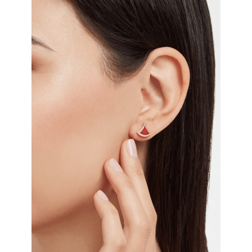 Divas' Dream 18 kt rose gold earrings set with carnelian elements and pavé diamonds 360092 image 1