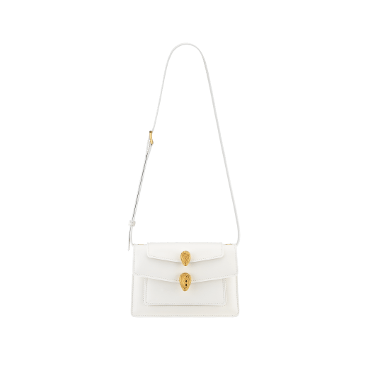 "Alexander Wang x Bvlgari" belt bag in smooth Caramel Topaz beige calf leather. New double Serpenti head closure in antique gold-plated brass with alluring red enamel eyes. SFW-001-1029Sa image 5