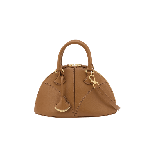 Marquise small top handle bag in black goat leather with black nappa leather lining and zipped closure. Detachable signature black goat leather charm with mirror. DAS-001-1325S image 5