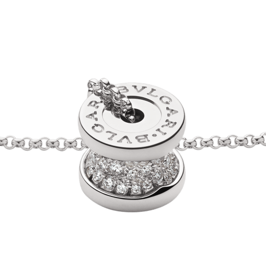 B.zero1 18 kt white gold necklace with round pendant in 18 kt white gold set with pavé diamonds on the spiral 351117 image 3