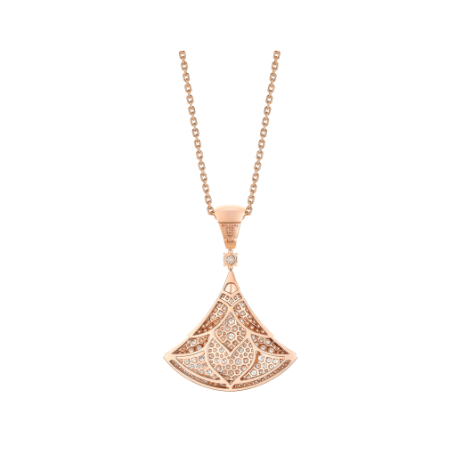 Divas' Dream 18 kt rose necklace set with a brilliant-cut diamond and pavé diamonds 361989 image 4
