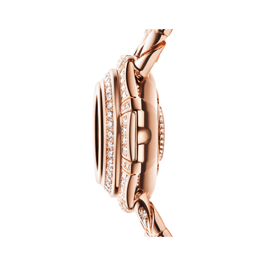 Monete Catene High Jewellery secret watch with mechanical manufacture micro-movement with manual winding, 18 kt rose gold case and chain bracelet set with diamonds, 18 kt rose gold cover set with a silver coin of emperor Caracalla, mother-of-pearl dial and diamond indexes 103870 image 3