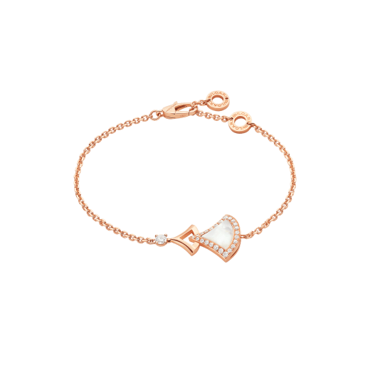 DIVAS' DREAM bracelet in 18 kt rose gold set with mother-of-pearl element and pavé diamonds BR859263 image 1
