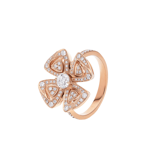 Fiorever 18 kt rose gold ring set with a central diamond (0.30 ct) and pavé diamonds (0.36 ct) AN858504 image 1