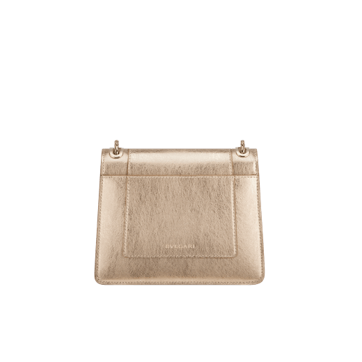 Serpenti Forever Day-to-Night small shoulder bag in silver Striated calf leather with grey nappa leather lining. Captivating snakehead magnetic closure in light gold-plated brass embellished with grey enamel, light gold-plated brass scales and black onyx eyes. SEA-1281-STR image 2
