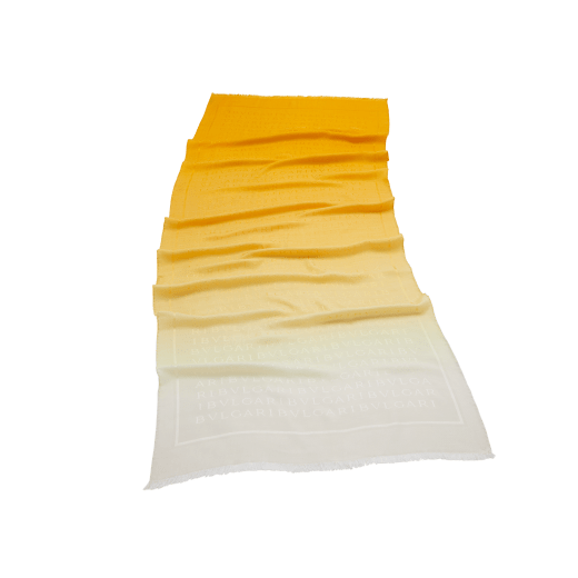 Lettere Maxi Shade stole in fine sun citrine yellow silk wool with dégradé effect. LETTEREMAXISHADE image 1
